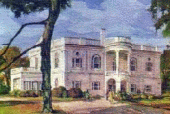 Jack Jones painting of the Peabody Institute Library, Danvers
