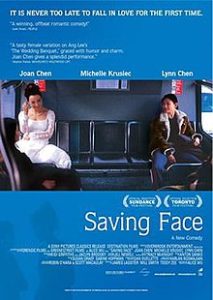DVD cover of Saving Face with the tagline reading "It is never too late to fall in love for the first time."