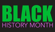 Icon that says Black History Month on black background